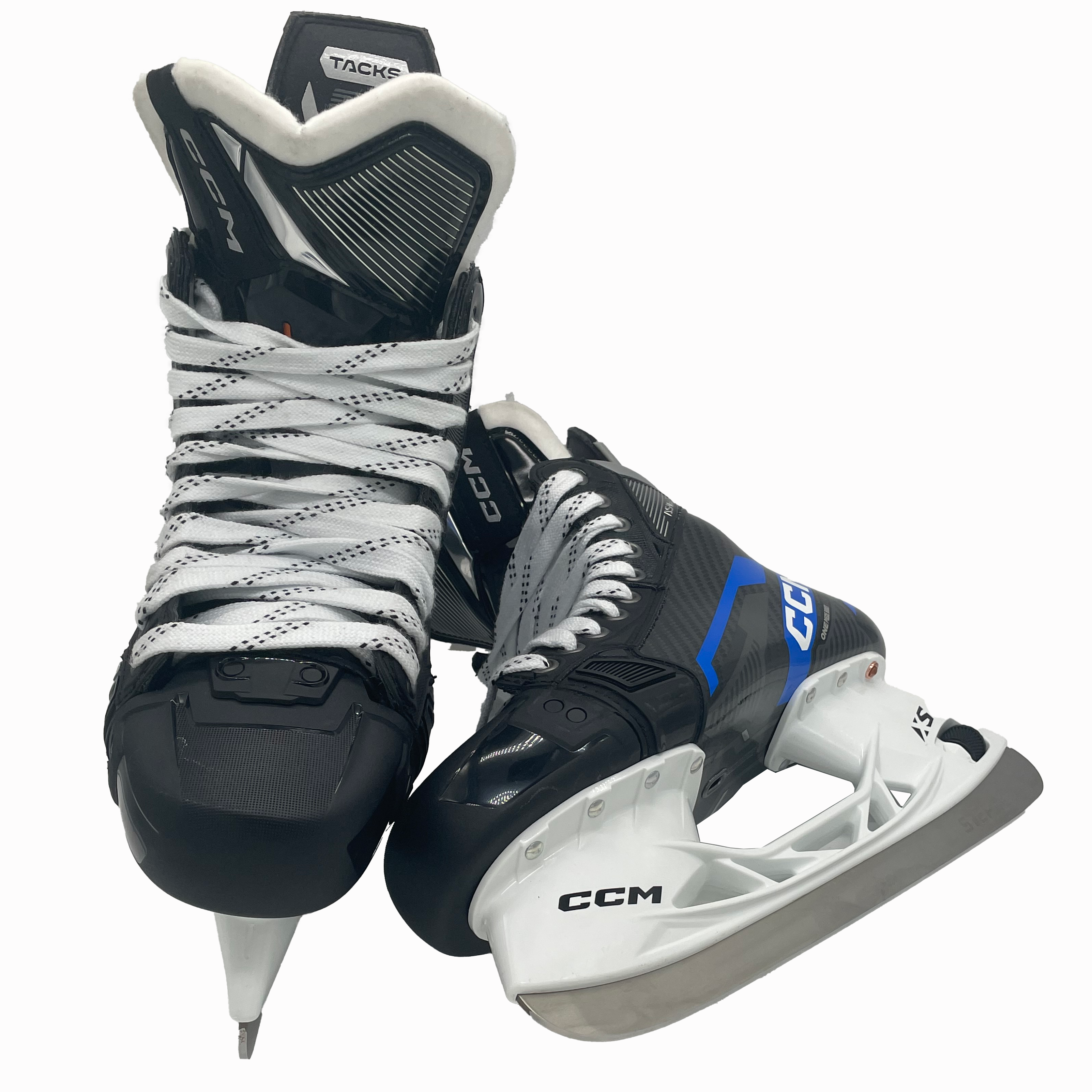 CCM Tacks AS-V Pro – Nouveaux patins de hockey NCAA Pro Stock – Taille 7,5 (noir/bleu)